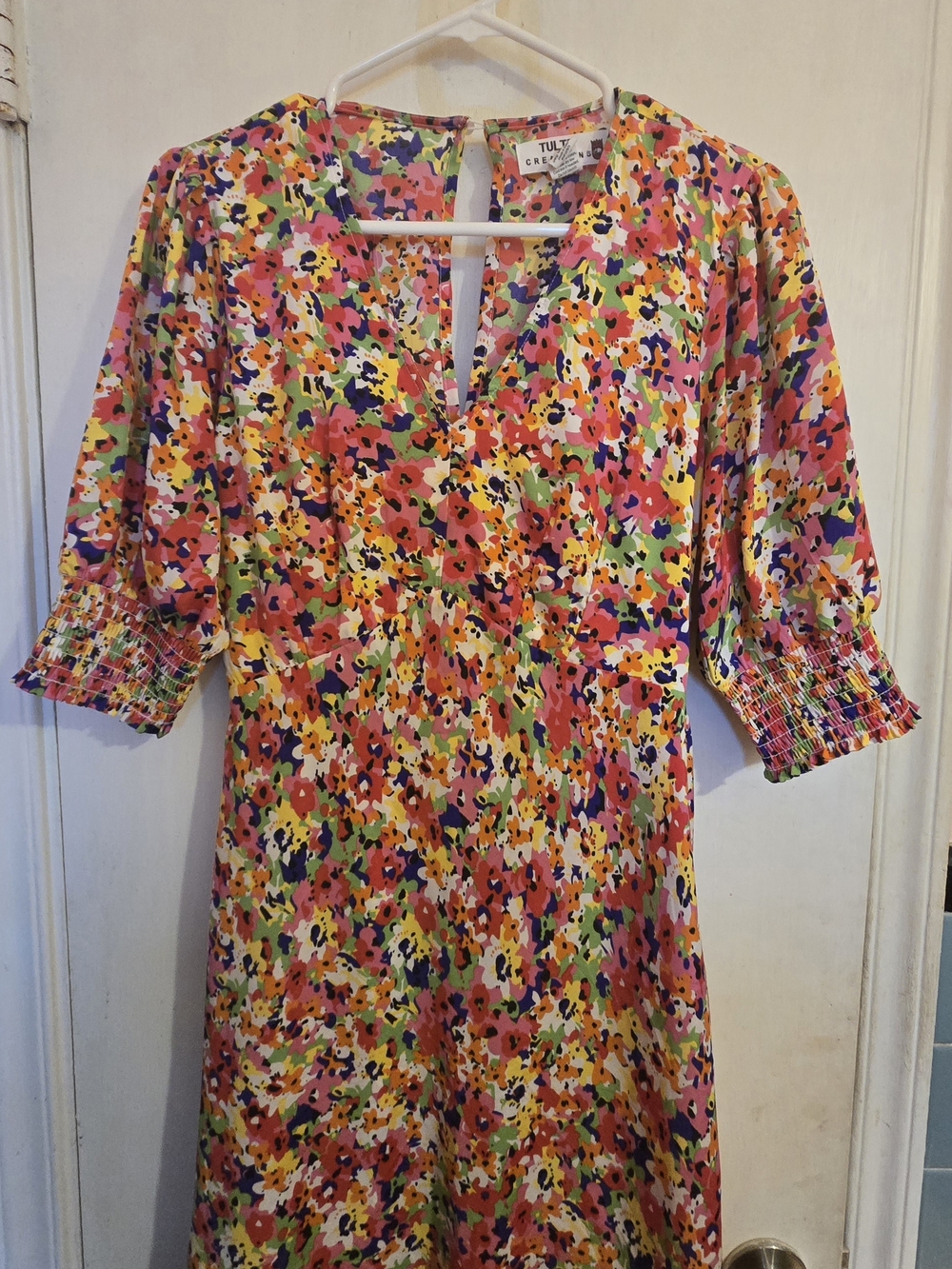 Tulle & Batiste Pink Multicolor Floral Midi Dress Size Small